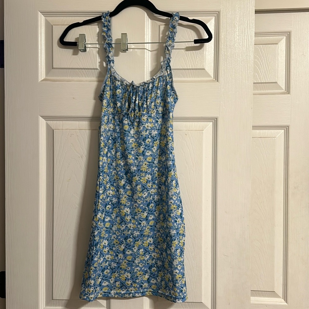 blue flower shein dress
